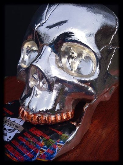 Chrome-finished skull