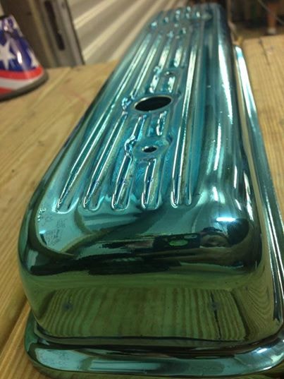 Chrome-finished valve cover